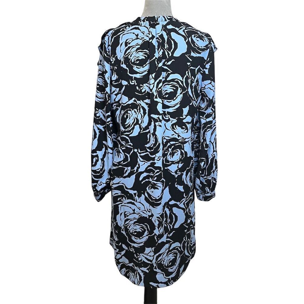 Chico's Black Label Floral Ruffle Midi Button Up Dress M Garden Girl Workwear - Picture 5 of 11